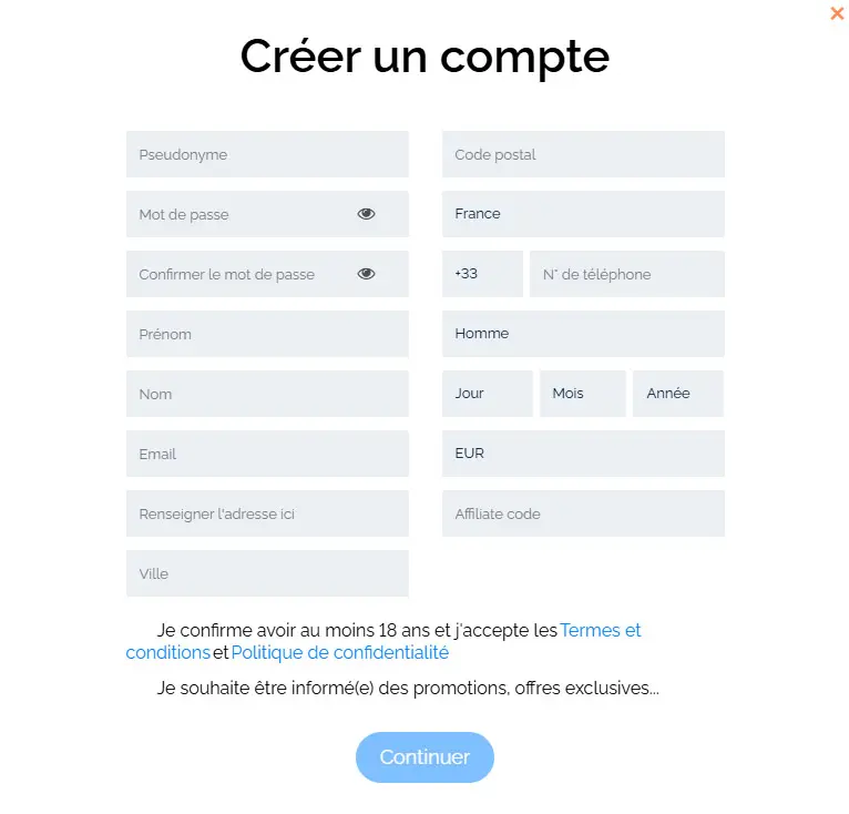 Processus d'inscription WILDZ CASINO