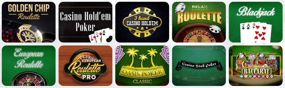 Jeux de table au Wildz Casino